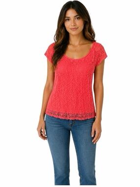 Peter Nygard Crochet Lace Overlay Blouse‎